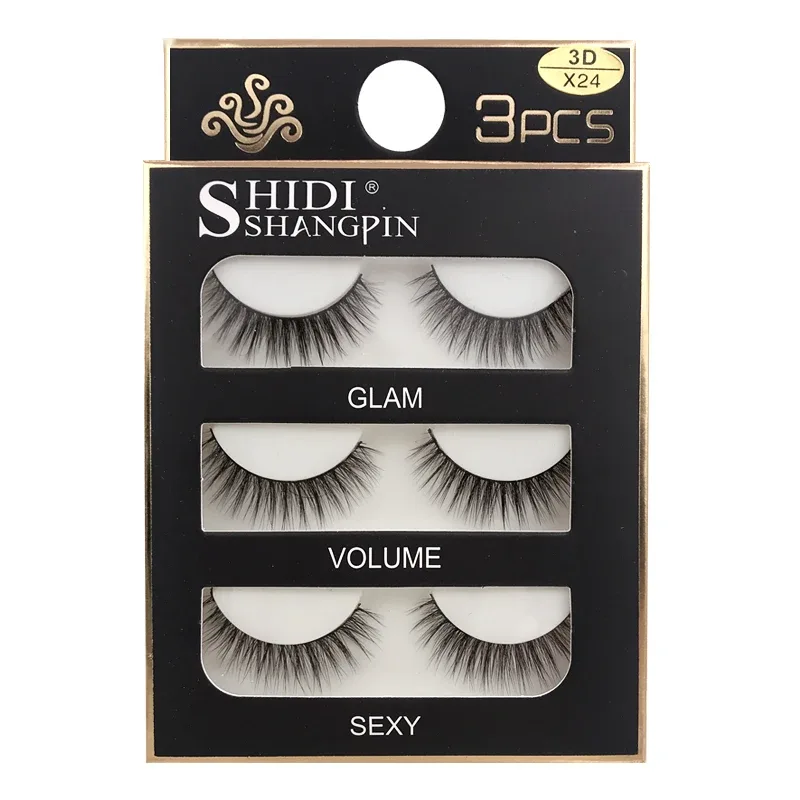 Faux Cils 3 זוגות ריסים מלאכותיים טבעיים ארוכים 3D מינק ריסי מינק רכים רכים מלוכלכים בעבודת יד ריסים מזויפים כלי איפור עיניים Maquiagem — image 9