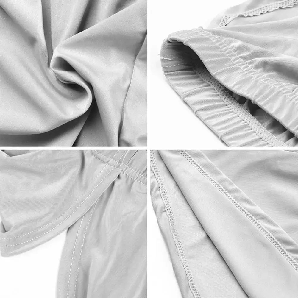 Short taille basse respirant pour hommes, couleur unie, culotte taille élastique, fente latérale, short de salon en soie glacée, sous-vêtements de nuit