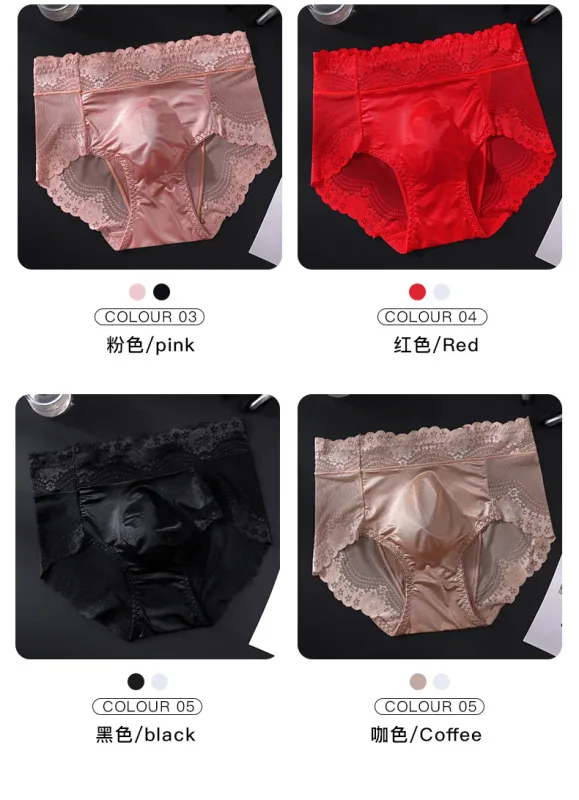 Flower Lace Mesh Hollow Out Sexy Men's Underwear Ice Silk Breathable Seamless Thin Triangle Pants Soft Traceless Male Briefs — image 12