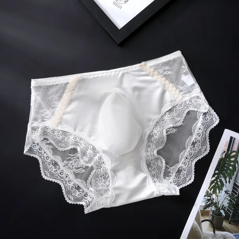 Large Size Women Panties for Men Soft Lace Satin Silky Briefs Mid Rise Bulge Pouch Underpant Sweet Sissy Crossdresser Underwear — image 14