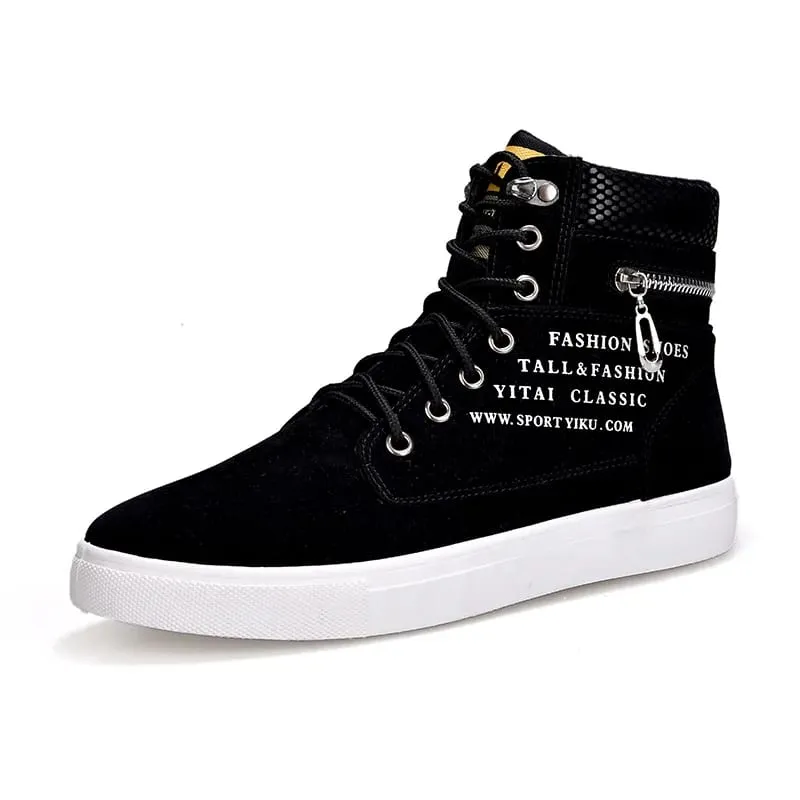 Μαύρα Vulcanized Sneakers Ανδρικά Flat άνετα παπούτσια Lace up Zapatillas Hombre Φθινοπωρινή Άνοιξη Ψηλά Αθλητικά Παπούτσια Plus Size 38-48
