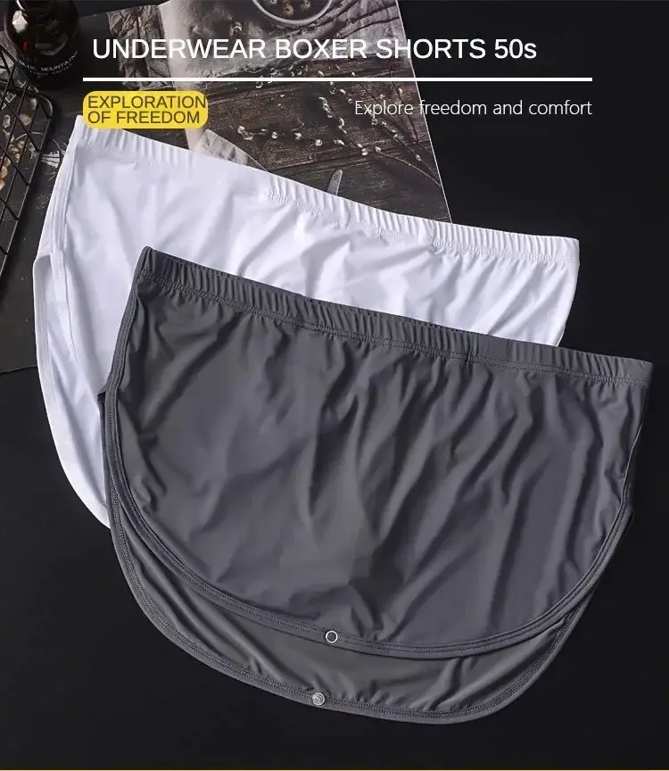 Men's Ice Silk Boxer Shorts Low Waist Breathable Underwear with Detachable Inner Lining Moisture Wicking Summer Panties — image 7