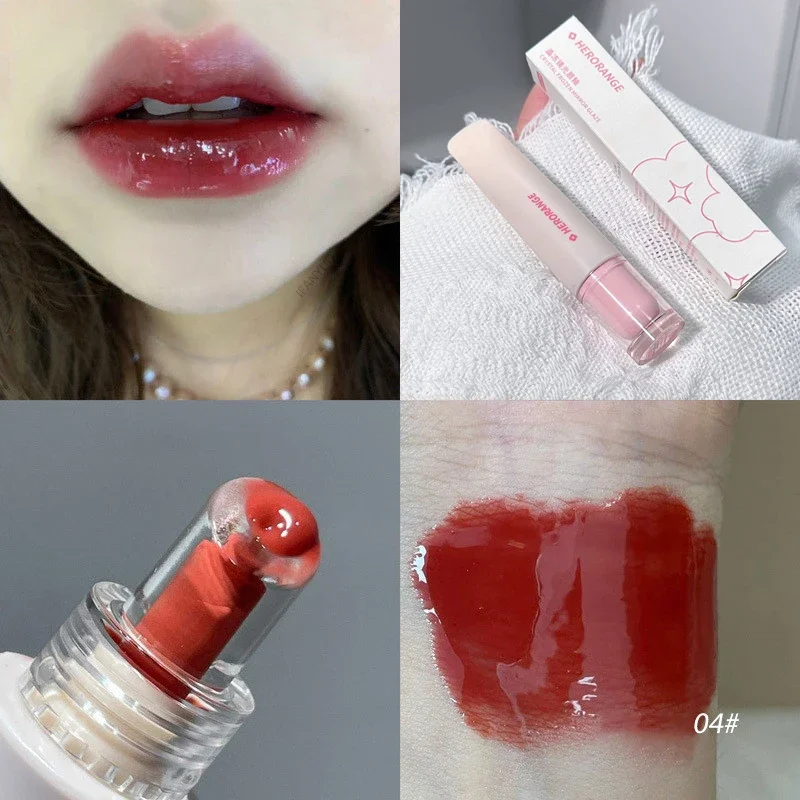 Geléia brilho labial espelho de longa duração água esmalte colorido hidratante batom cristal brilhante matiz labial coreano cuidados maquiagem