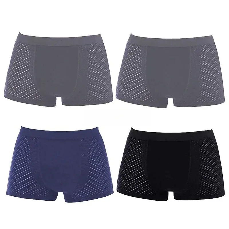 4Pcs Men's Boxer Briefs Ultra Soft Anti Odor Underwear Breathable Mesh with Ventilation Holes Stretch Comfort for Daily