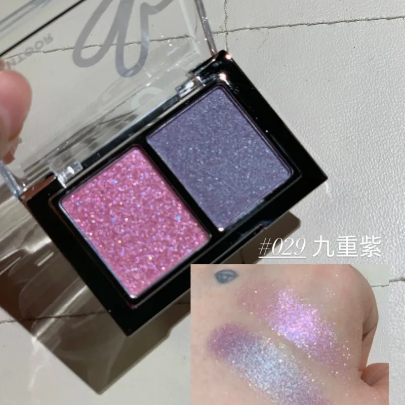 Dual Eyeshadow Palette Matte Shimmer Glitter Eyeshadow Palette Portable Long Lasting Fine Flash Eye Makeup Cosmetic