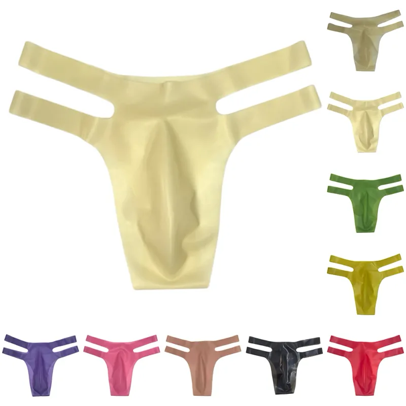Mens Latex Briefs Sissy Seamless Brazilian Underwear Low Waist Erotic Underpants — image 8