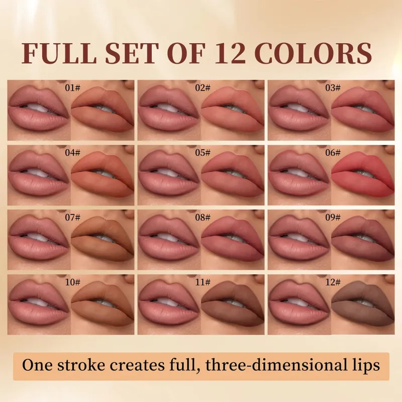 Σετ στυλό Lip Liner 12 Χρωμάτων Διαρκής Αδιάβροχο Αδιάβροχο Easy Coloring που δεν ξεθωριάζει Color Rendering Lipliner Set Cosmetics — image 2