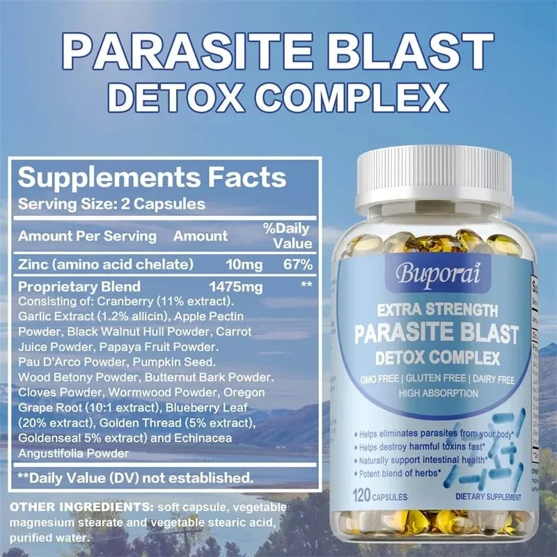 Parasite Blast Detox Complex - Supports Intestinal Health Eliminates Parasites Promotes Metabolism and Enhances Immunity — image 2