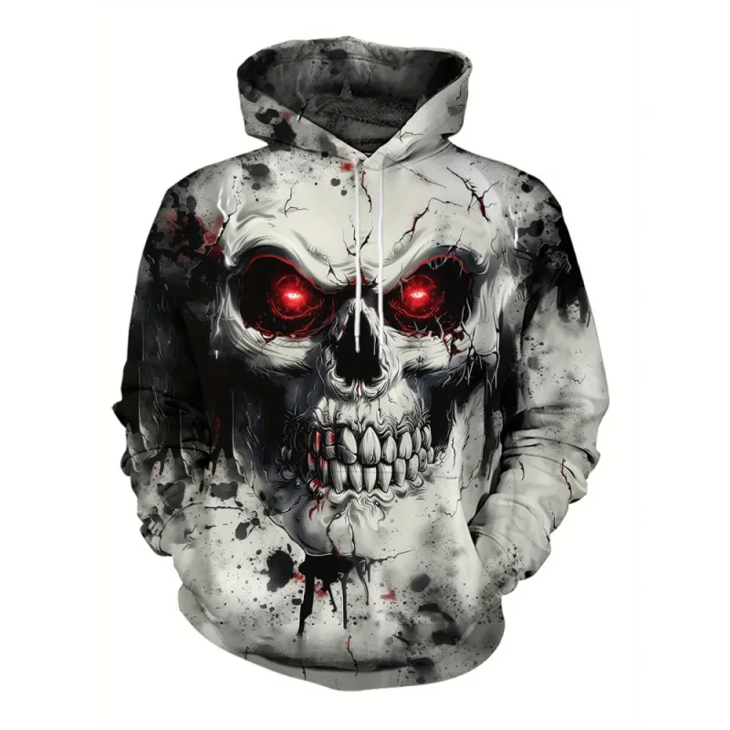Sweat-shirt imprimé crâne et Rose en 3D, vêtements de sport avec cordon de serrage, hauts à manches longues, sweat à capuche pour hommes, vêtements graphiques de rue — image 3