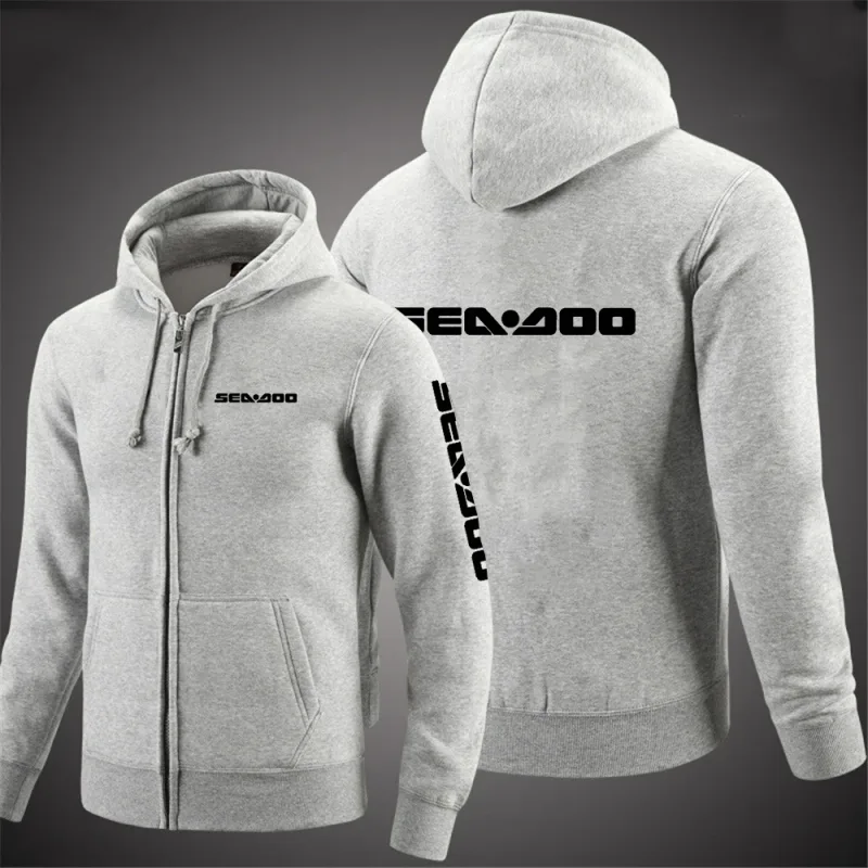 Sea Doo Seadoo Moto 2023 masculino novo mangas compridas algodão cor sólida zíper casais com capuz moletom personalizado tops elegantes