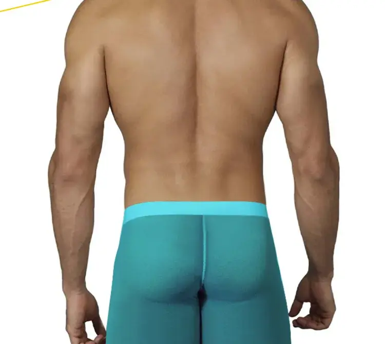 Biancheria intima da uomo ultrasottile da 0,01 mm Boxer lunghi Pantaloncini di raffreddamento in seta di ghiaccio trasparente Mutande fitness da palestra Slip a rete senza cuciture — image 3