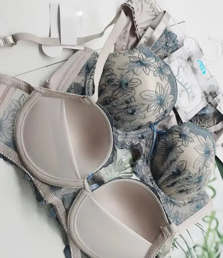 Novo suporte de reunião conjunto de sutiã de renda modelos de luxo bordado lingerie amigável à pele breif terno confortável roupa interior sem fio