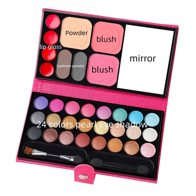 Κιτ μακιγιάζ 33 χρωμάτων Eyeshadow Powder Blush Lipstick Pallets Long Lassting Girl Pan with Mirror Beginner Plate Cosmetics Makeup