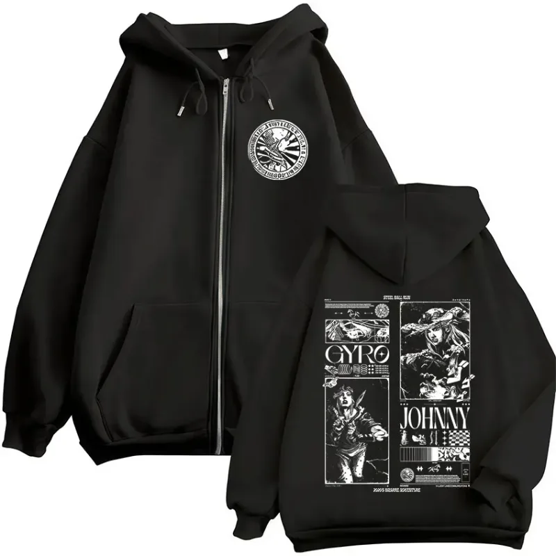 Anime Jojo Bizarre Adventure STEEL BALL RUN Zipper sweat à capuche pour homme femmes Zip Up sweats à capuche Vintage vestes manteaux Streetwear — image 1