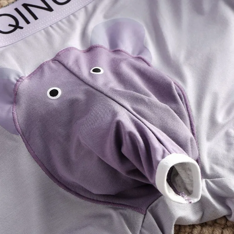 Men Cute Elephant Print Boxer Briefs Elastic Letter Waist 3D Pouch Soft Breathable Daily Sleep Home Casual Comfy Underwear Wear — image 20