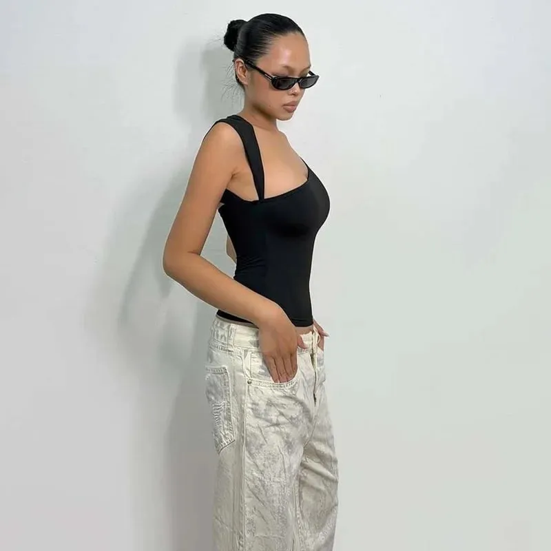 Καλοκαιρινά ρούχα Dulzura Asymmetric One Shoulder Slim χωρίς μανίκια Tank Top Γυναικεία μονόπλευρα σέξι casual top Street Style Y2K καλοκαιρινά ρούχα — image 4