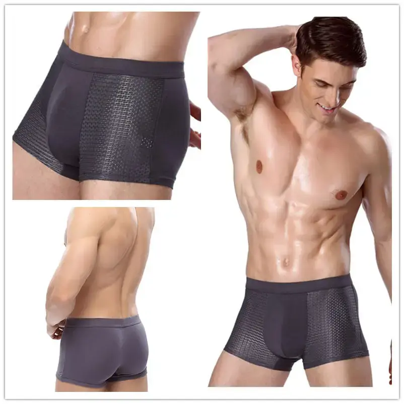Men's Panties Male Underpants Man Pack Shorts Boxers Underwear Slip Homme Calzoncillos Bamboo Hole Large Size — image 2