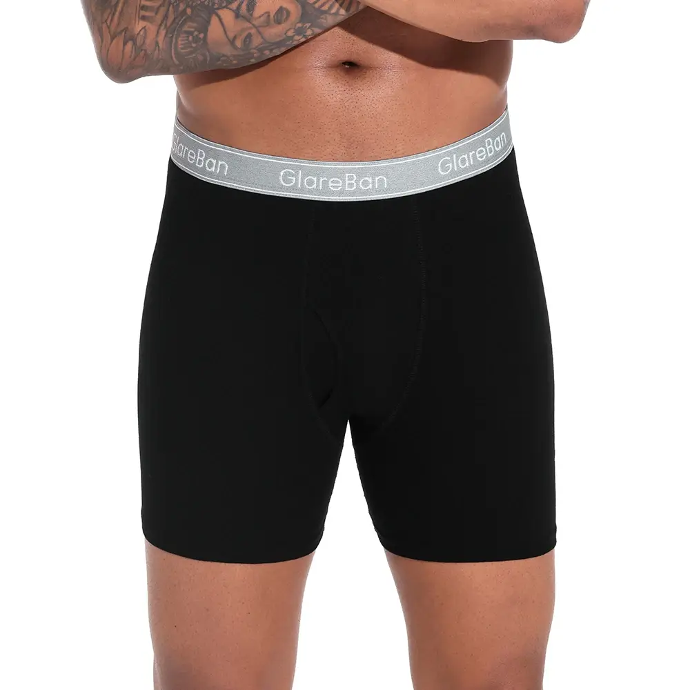 4pcs Hitam Kaki Panjang 100% Kapas Boxer untuk Lelaki Seluar Dalam Baharu Jenama Lelaki Seluar Dalam Dan Seluar Dalam Untuk Seluar Pendek Homme Seluar Slip Kotak — image 2