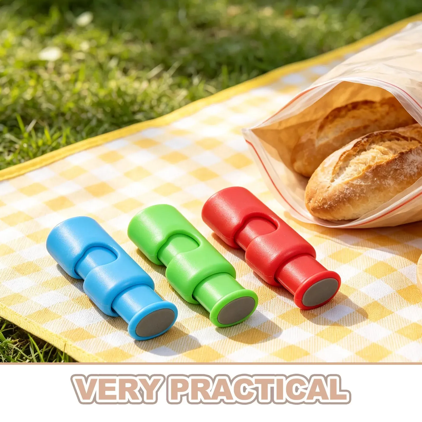 9/12 יחידות קליפס אטום מזון רב צבעוני אטום אטום שקית לחם אטום למטבח אחסון מזון טרי שקית חטיף סגירות