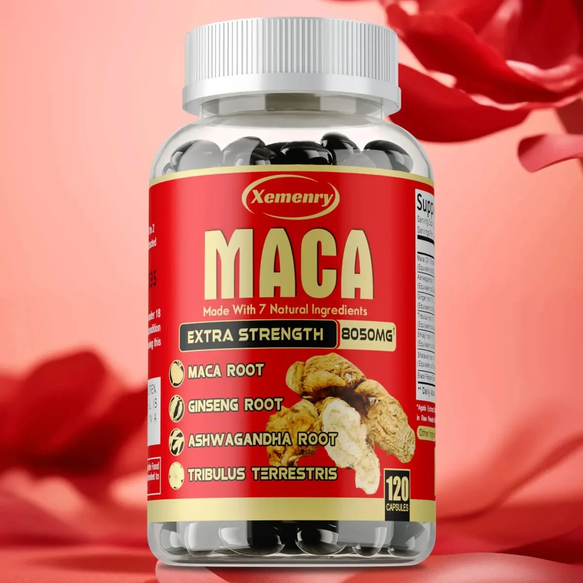 Κάψουλες Maca Root - με Ginseng & Ashwagandha για την υποστήριξη της ενεργειακής αντοχής και της απόδοσης Βελτίωση της μυϊκής μάζας