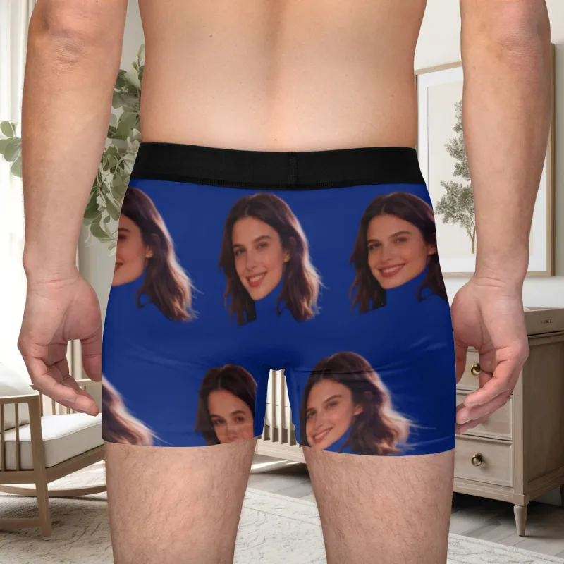 Personalized facial photos customized underwear flat cornered men's Valentine's Day gift for husband anniversary gift for fath