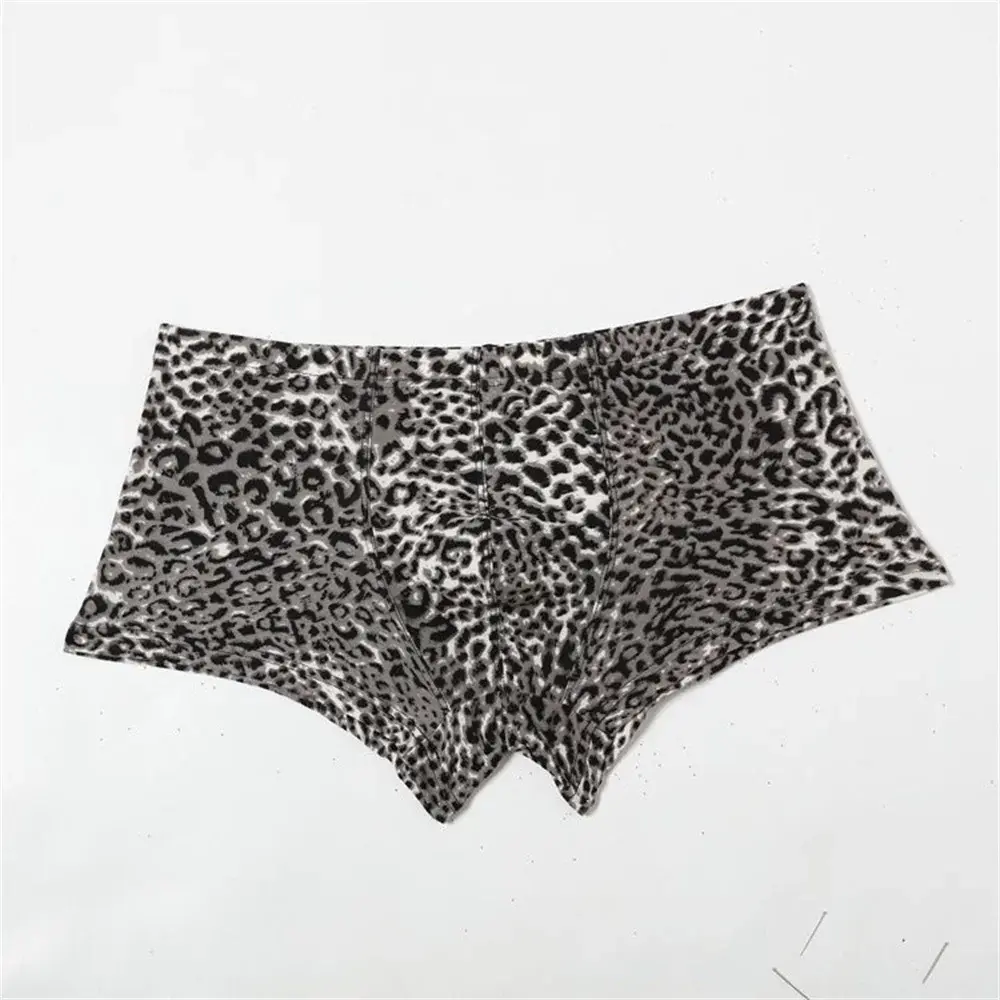 Men's Leopard Print Underwear Sexy Ice Silk Fabric Fashionable Boxers Personalized Male Trunk Shorts Plus Size — image 5