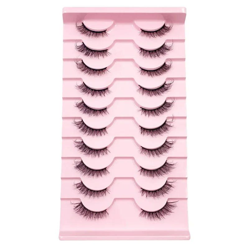 Τρισδιάστατες βλεφαρίδες Cat Eye Half Lashes 10 Pairs Half Lashes Natural Clear Stem False eyelash Extension Makeup Faux Cils maquiag — image 7
