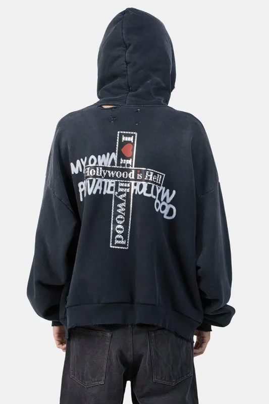 Nuevas sudaderas con capucha PALY de gran tamaño para hombre y mujer, cárdigan Vintage informal lavado negro dañado de la mejor calidad, sudaderas con cremallera — image 13