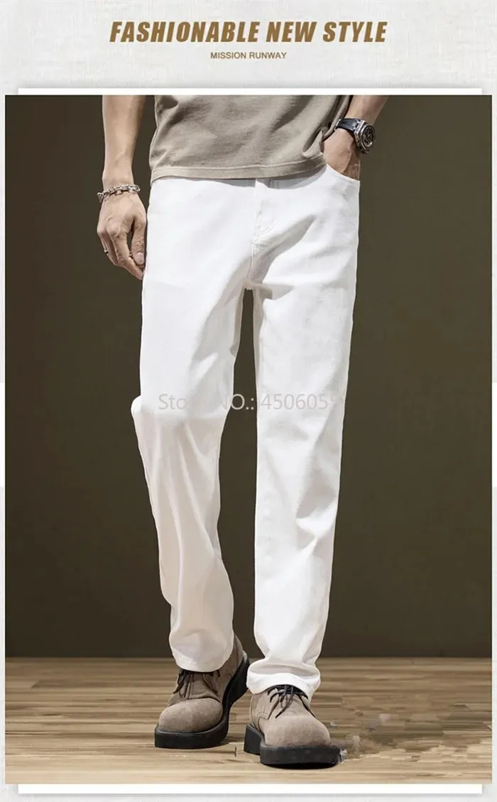 Ψηλός άνδρας Λευκό τζιν ίσιο Extra Long Boys Longthened Plus Size 42 44 46 48 Φαρδύ βαμβακερό τεντωμένο τζιν παντελόνι Ανδρικό παντελόνι — image 9