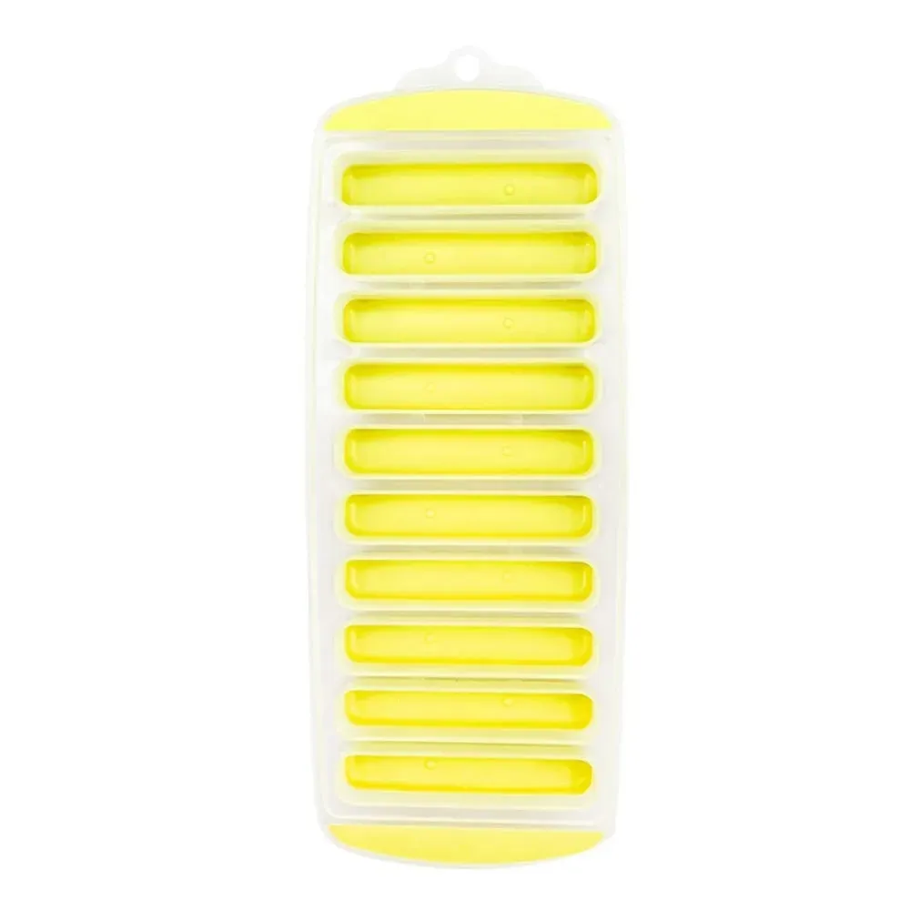 DIY 10 Holes Long Strip Force Cube με Καπάκι Δίσκος για παγάκια σιλικόνης Σπιτική φόρμα παγοκύστη Κρύο ρόφημα — image 9