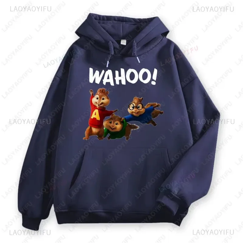 Alvin et les Chipmunks Anime sweats à capuche écologique A lettres impression sweat décontracté Streetwear unisexe pulls promo — image 10