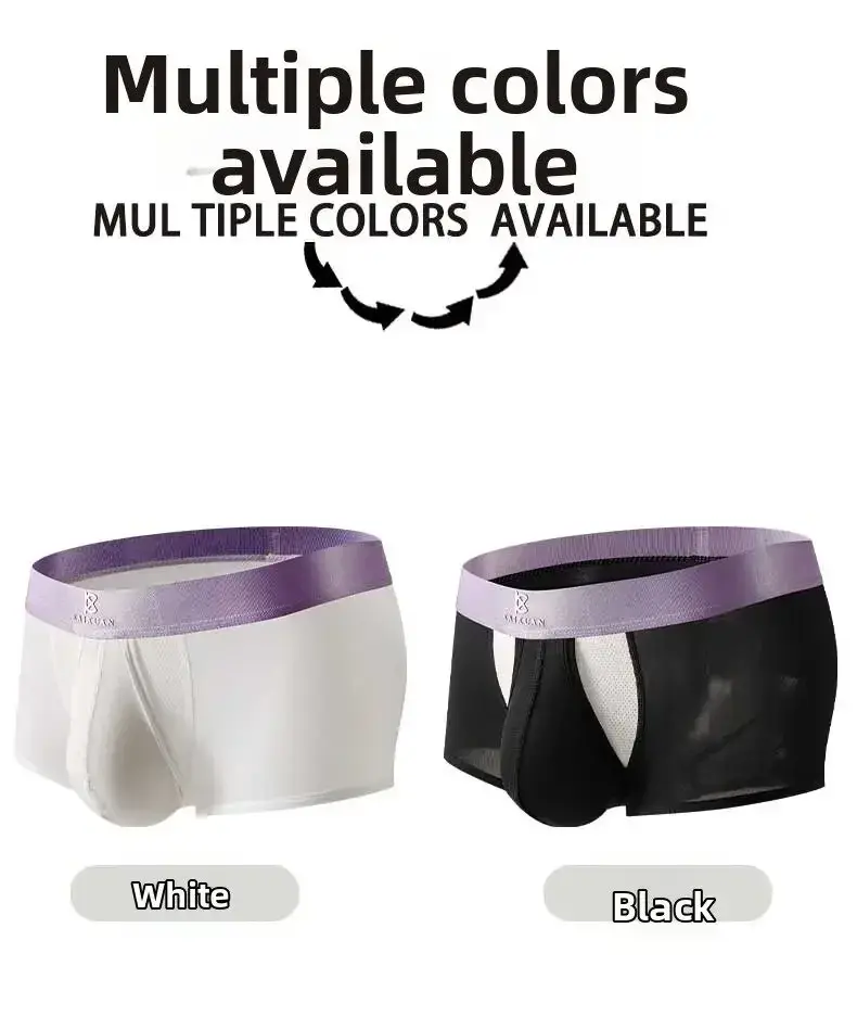 Summer Ice Silk Underwear Men's Quick Drying Boxer Shorts Lightweight Breathable Separable Side Opening Non Detachable Panties — image 9