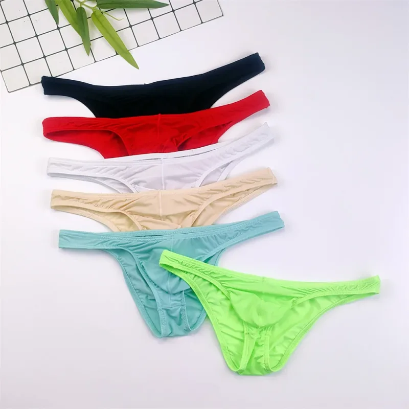 4PCS Men High Fork Briefs Mid Waist Elastic Ice Silk Brief Summer Underpants Ice Silk U Convex Pouch Male Underwear Silky Shorts — image 16
