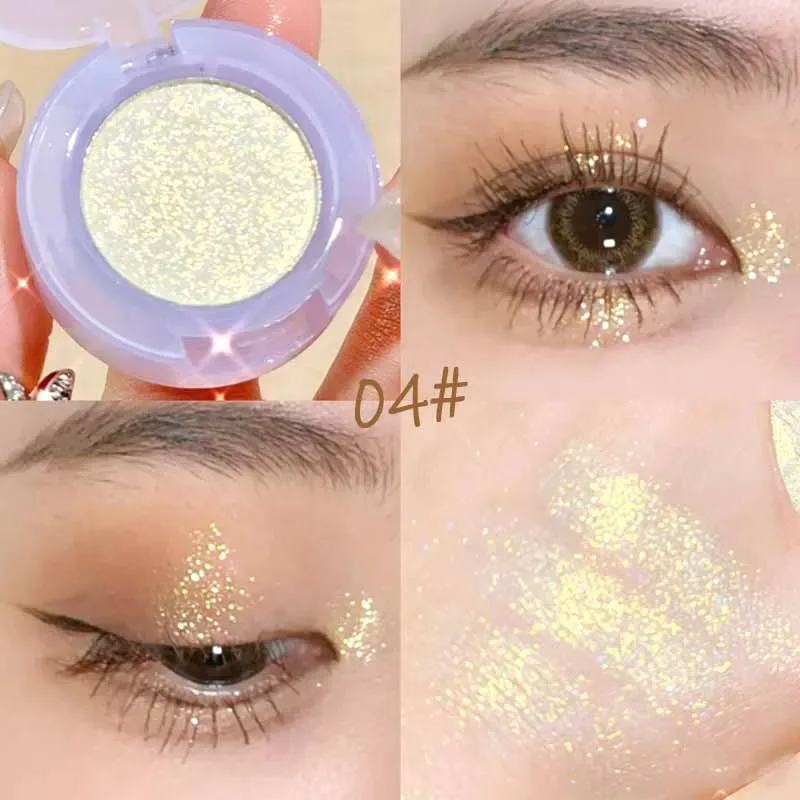 1 τμχ Μονόχρωμη High Gloss αδιάβροχη σκιά ματιών Peachy Pink μακράς διαρκείας μεταξένιο εύκολο στο χρώμα Diamond Shiny Eye Shadow Cosmetic