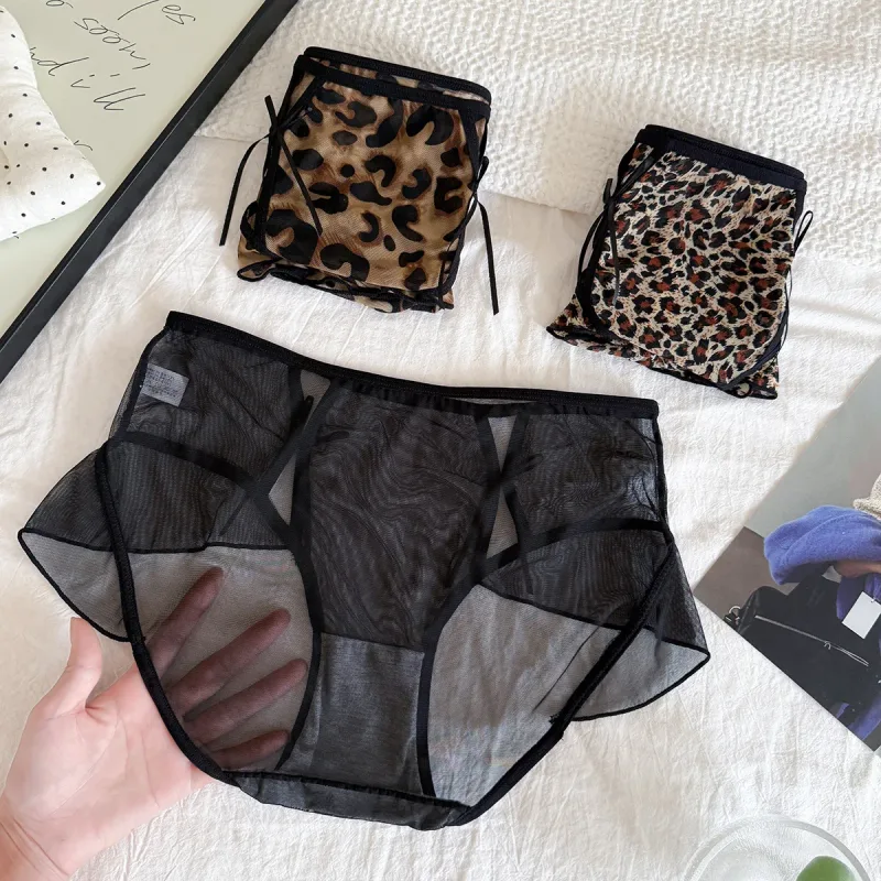 Men's Ruffle Mesh Sissy Panties See Through Crossdresser Silky Knicker Hollow High Waist Brief Sissy U Convex Pouch Underpant — image 6