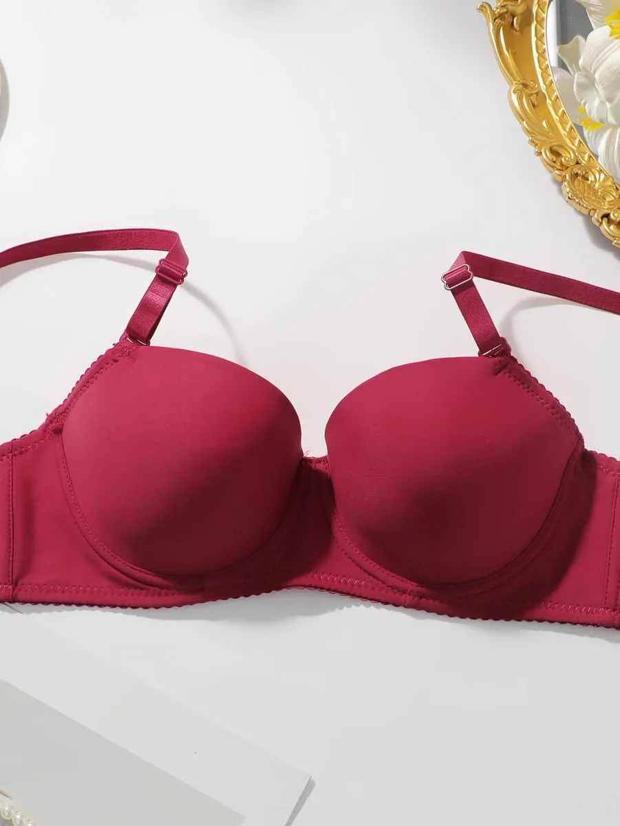 2 csomag női aládróttal párnázott melltartó készletek tömör Push Up póló melltartók hozzáillő bugyikkal Szexi és kényelmes hétköznapi fehérnemű — image 3