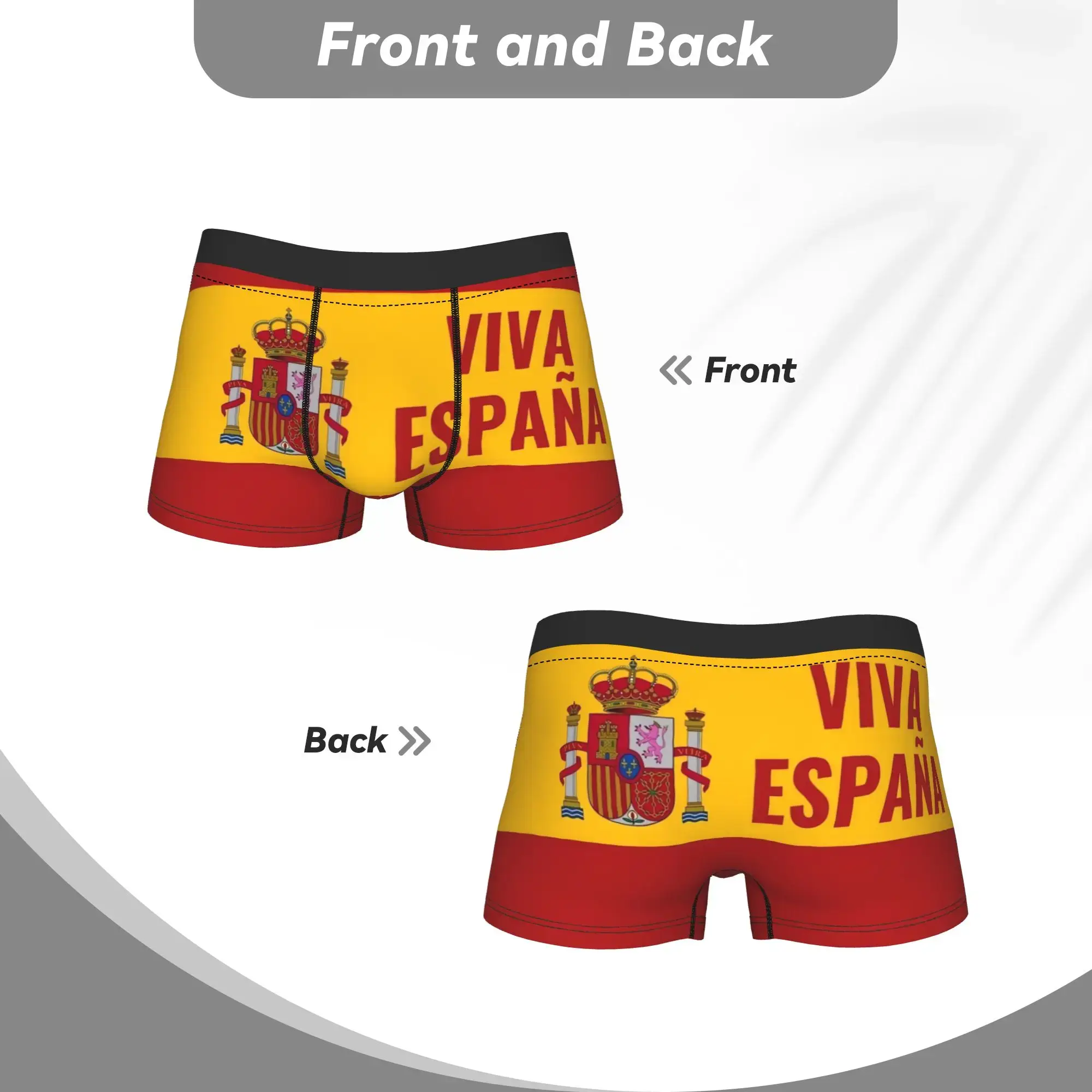 Spain Vox Flag Underwear Men Shorts Briefs Breathable Boxershorts Hot Sale Customs Oversize Underpants — image 4