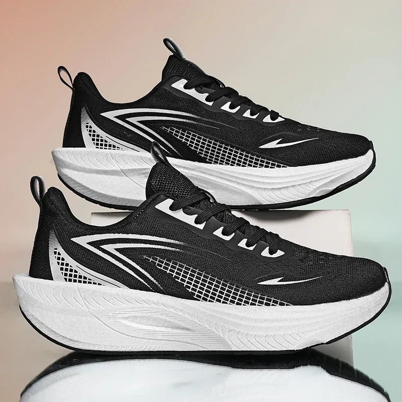 Tênis de corrida masculino leve placa de carbono especialidade maratona esportes respirável caminhada atlético antiderrapante tênis homem