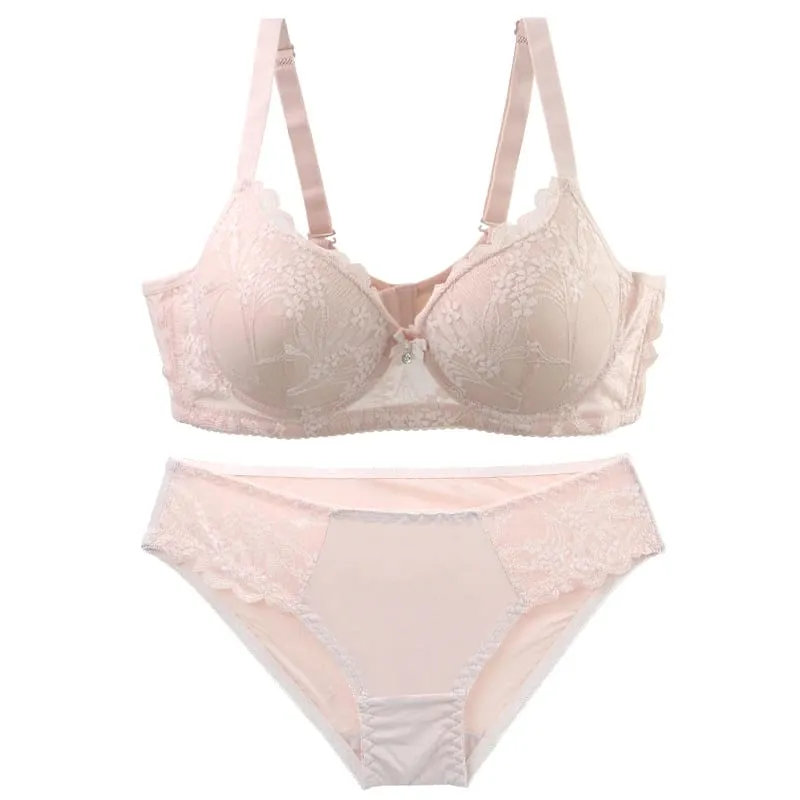 DaiNaFang Gather Anti Side Breast Melltartó készletek Vékony penészedényes fehérnemű nőknek Lélegző, izzadságelnyelő BC fehérnemű