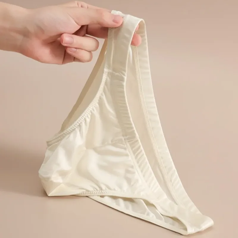 Comfortable Low Waist Men Thin Panties Male Lingerie Simple Men's Underwear Underpants Satin Silk Briefs Gifts
