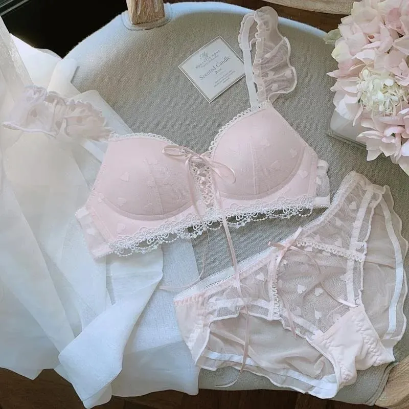 Cute German Style Bralette Set Wireless Lace Training Bra for Teens Sweet First Bra for Small Chest Comfortable Girls Lingerie — image 5