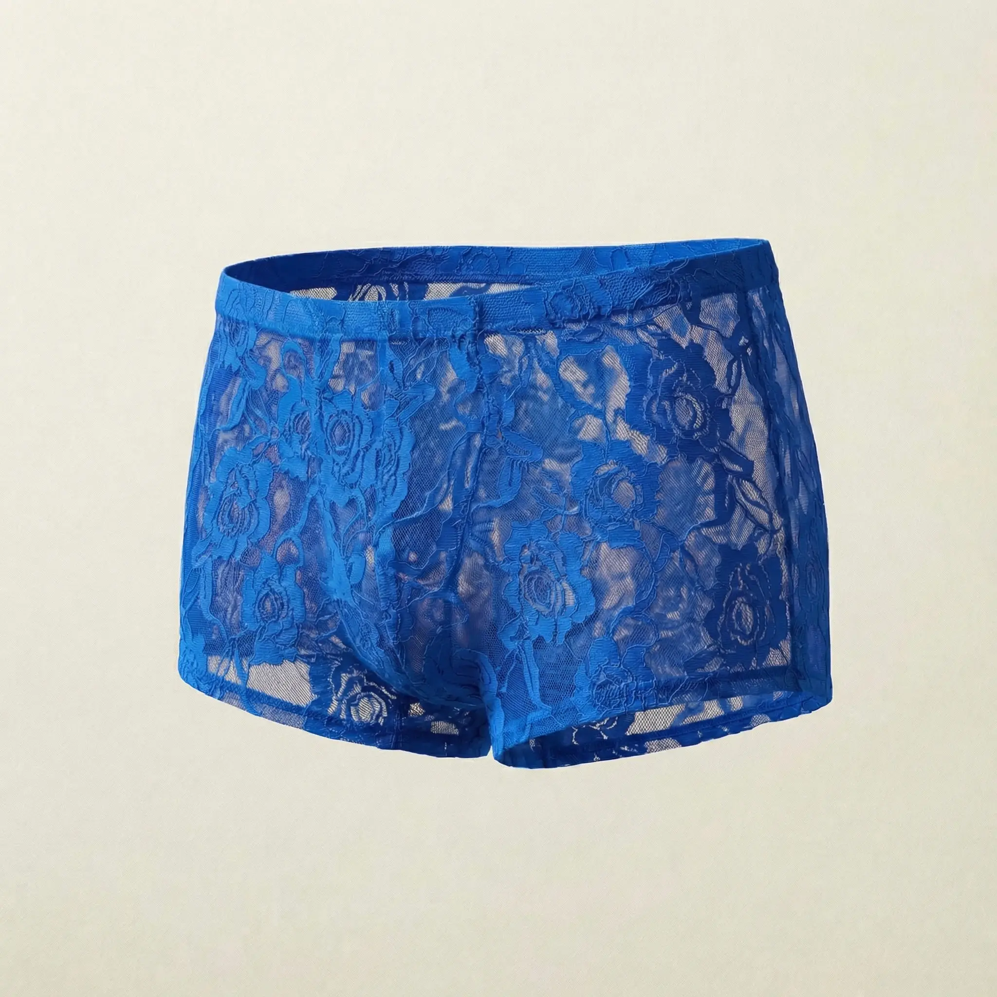 1Pc Men's Fashion New Design Sexy Lace Embroidery, High Elasticity Transparent Lace Flat Corner Underwear, Sexy, Ice Silk — image 4