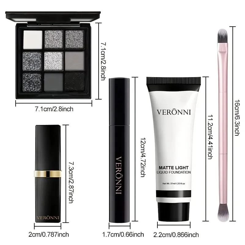 5 τμχ Σετ μακιγιάζ Halloween Dark Special Effects White Foundation Black Eyeshadow Black Lipstick Mascara & Brush Makeup for Party