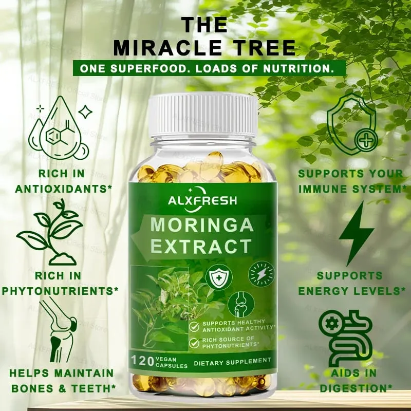 A Moringa kapszula támogatja az energiaszintet Az immunrendszer és az emésztőrendszer egészségének megőrzése, a csontok és a fogak egészségének megőrzése Erőteljes antioxidáns