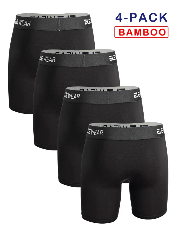 4pcs Bamboo Men's Underwear Long Sports Underwear, Moisture-Wicking, Boxer Briefs For Men