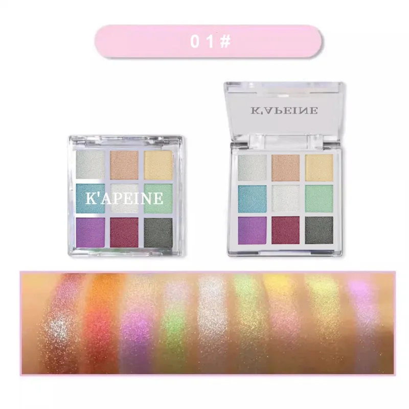 Παλέτα σκιών ματιών 9 χρωμάτων Glitter Chameleon Αδιάβροχο κιτ καλλυντικών με συμπιεσμένη πούδρα μακράς διαρκείας Μόδα παλέτα μακιγιάζ ματιών για γυναίκες