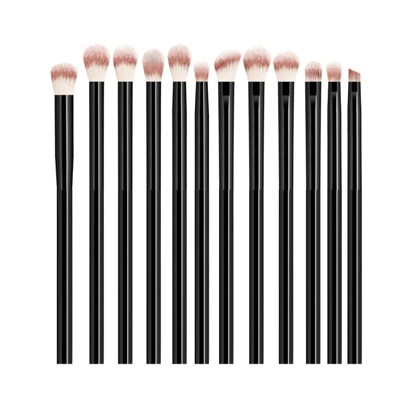 12PCS Eyeshadow Brushes Makeup Set Soft Synthetic Hair Blending Shader Angled Liner Brushes for Eye Makeup
