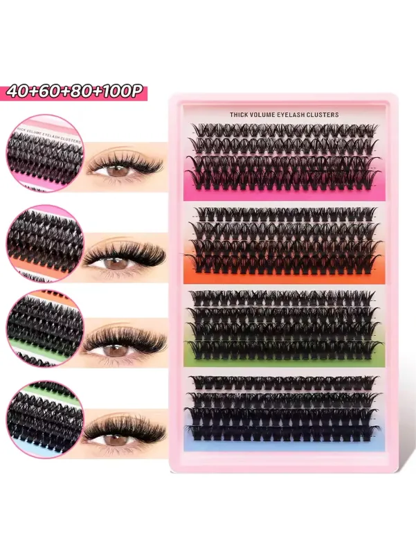 Cat Eye 16 שורות Cluster Lashes 406080100P מעורב עשה זאת בעצמך ריסים בודדים מגש עבה עשה זאת בעצמך הארכת ריסים ריסים נפח Wispy — image 8