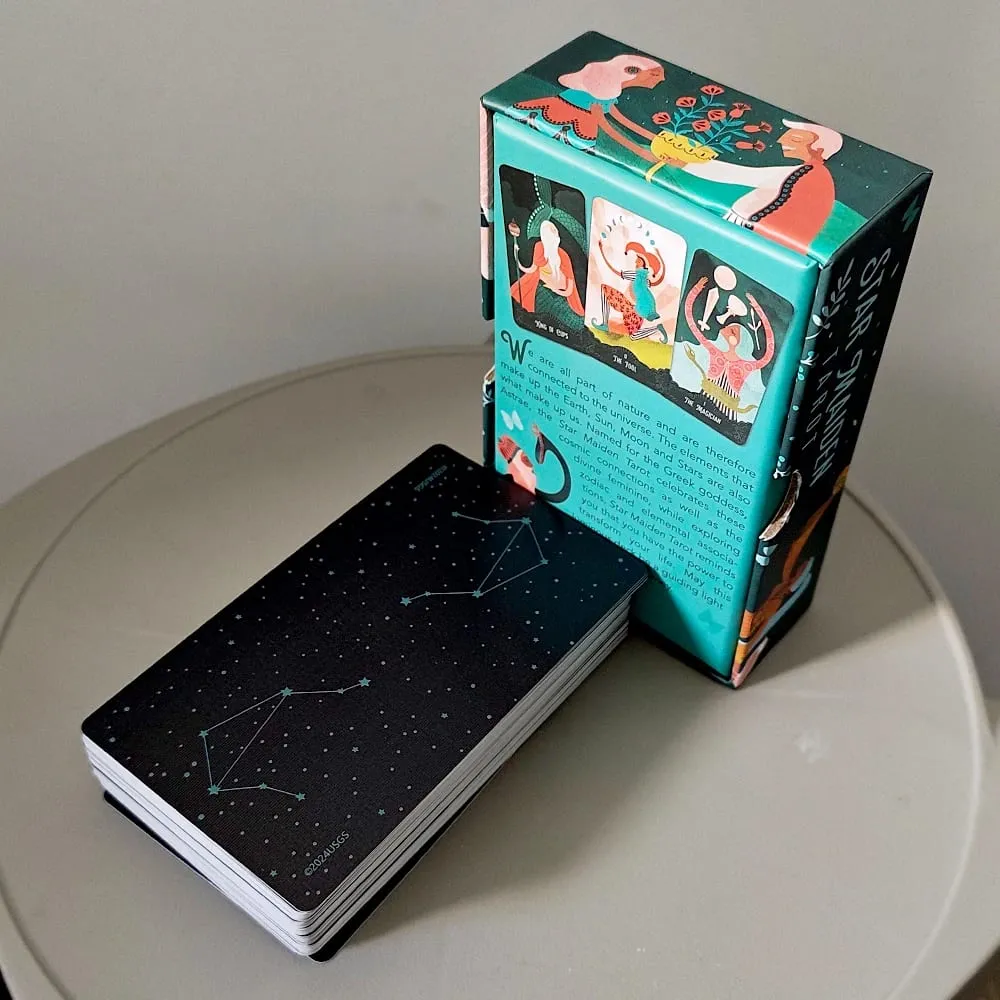 Star Maiden Tarot Deck 78 Card Deck Aesthetic Celestial Divine Tarot Κάρτες σε άκαμπτο κουτί δύο τεμαχίων 12*7cm διπλό ανάγλυφο — image 2
