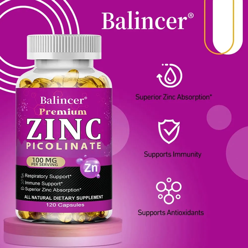 Zinc Picolinate 100 Mg - Superior Zinc Absorption Boosts Immune Support Sleep & Energy Supports Respiratory Health